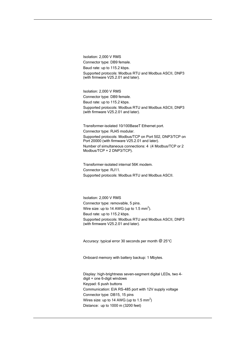Communication ports, Real-time clock, Display module | SATEC PM175 Manual User Manual | Page 142 / 168