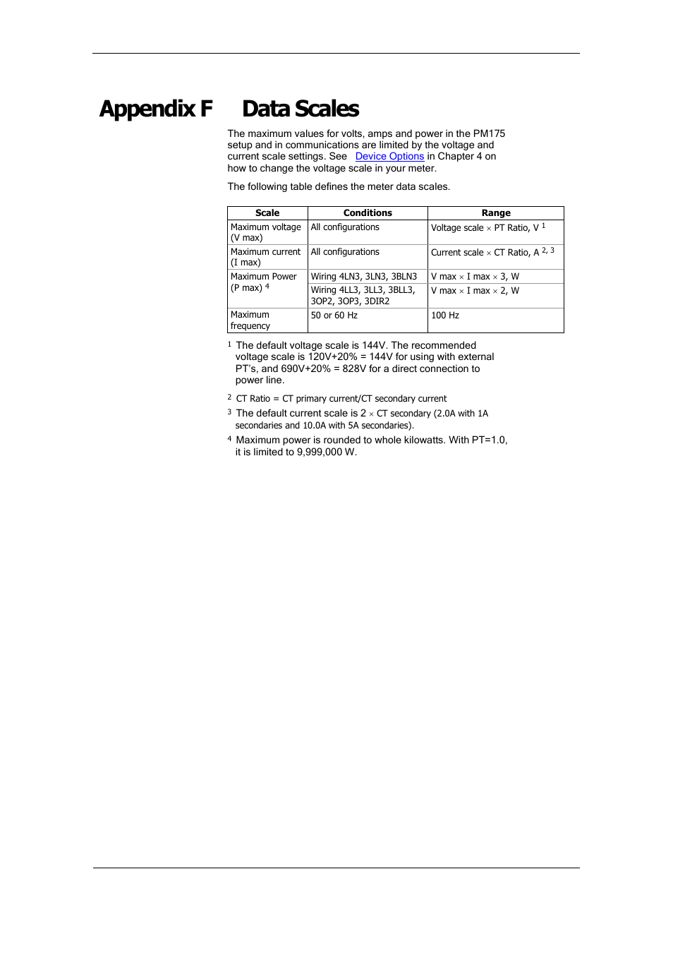 Appendix f data scales, Data scales | SATEC PM175 Manual User Manual | Page 167 / 168