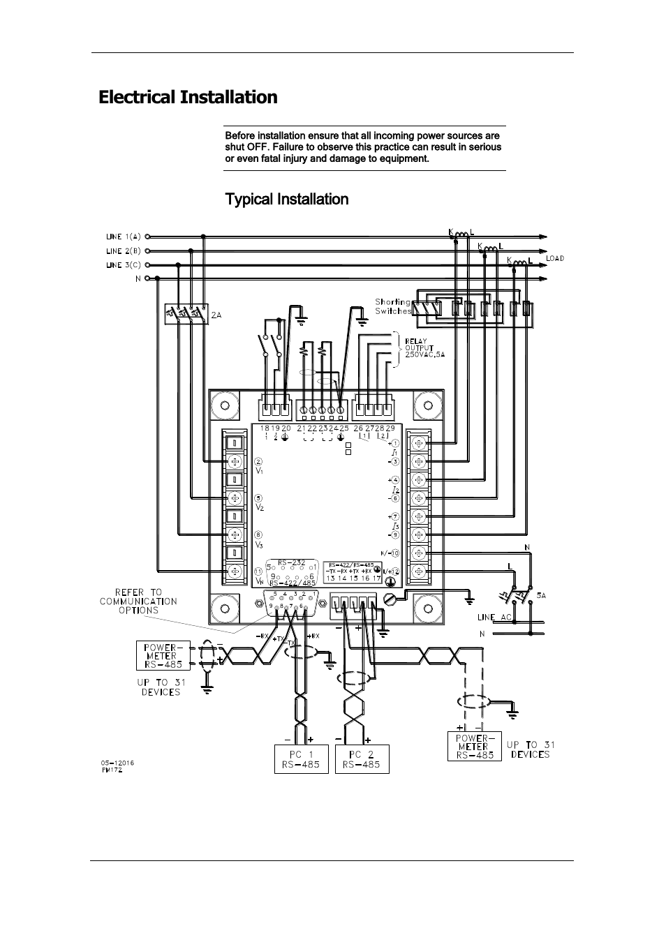 Electrical installation, Typical installation | SATEC PM175 Manual User Manual | Page 18 / 168