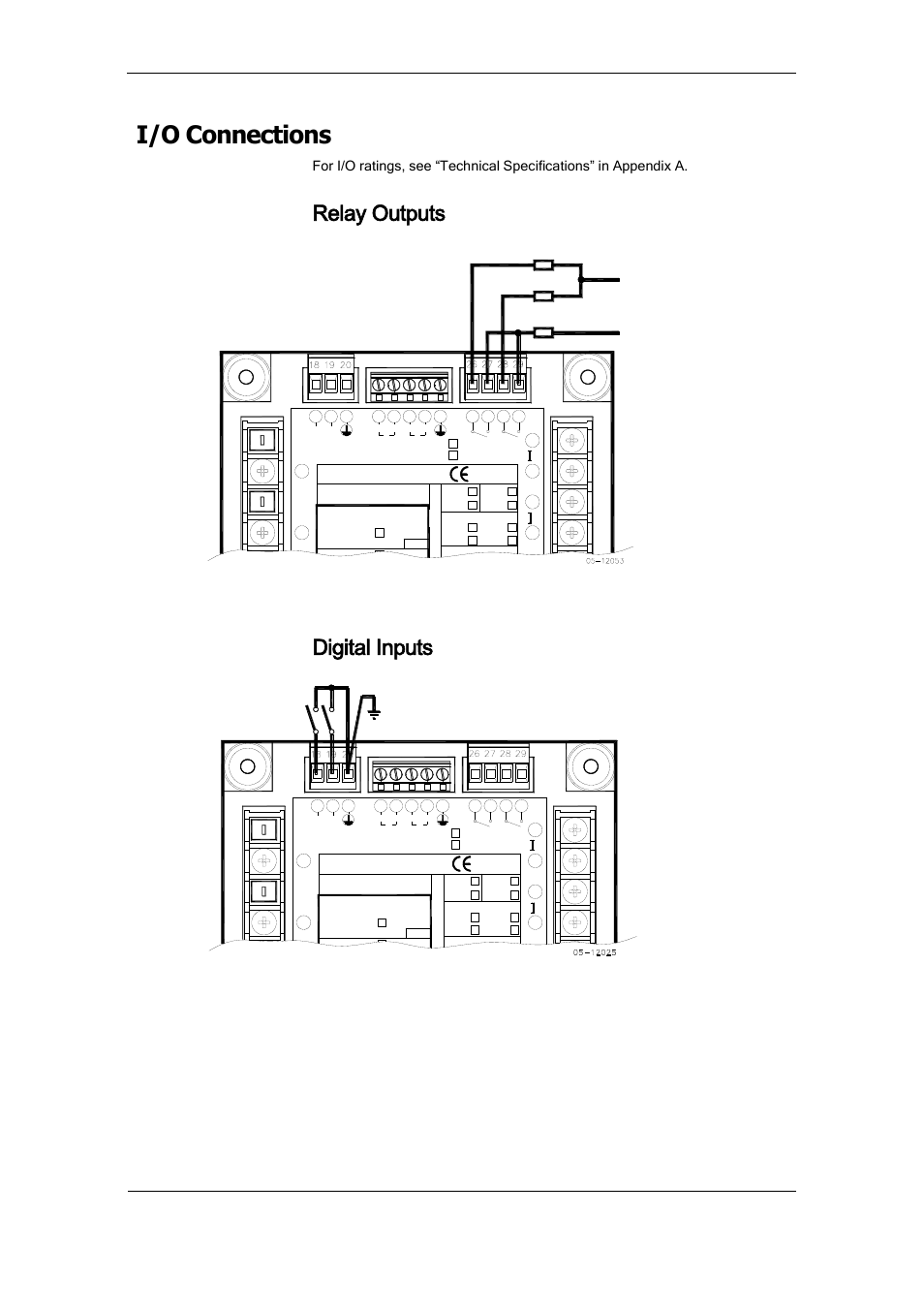 I/o connections, Relay outputs, Digital inputs | Chapter 2 installation i/o connections, Series pm175 powermeters, Load, Load n 10a fuse line, Figure 2-25 relay output connection, Figure 2-26 digital input connection | SATEC PM175 Manual User Manual | Page 25 / 168