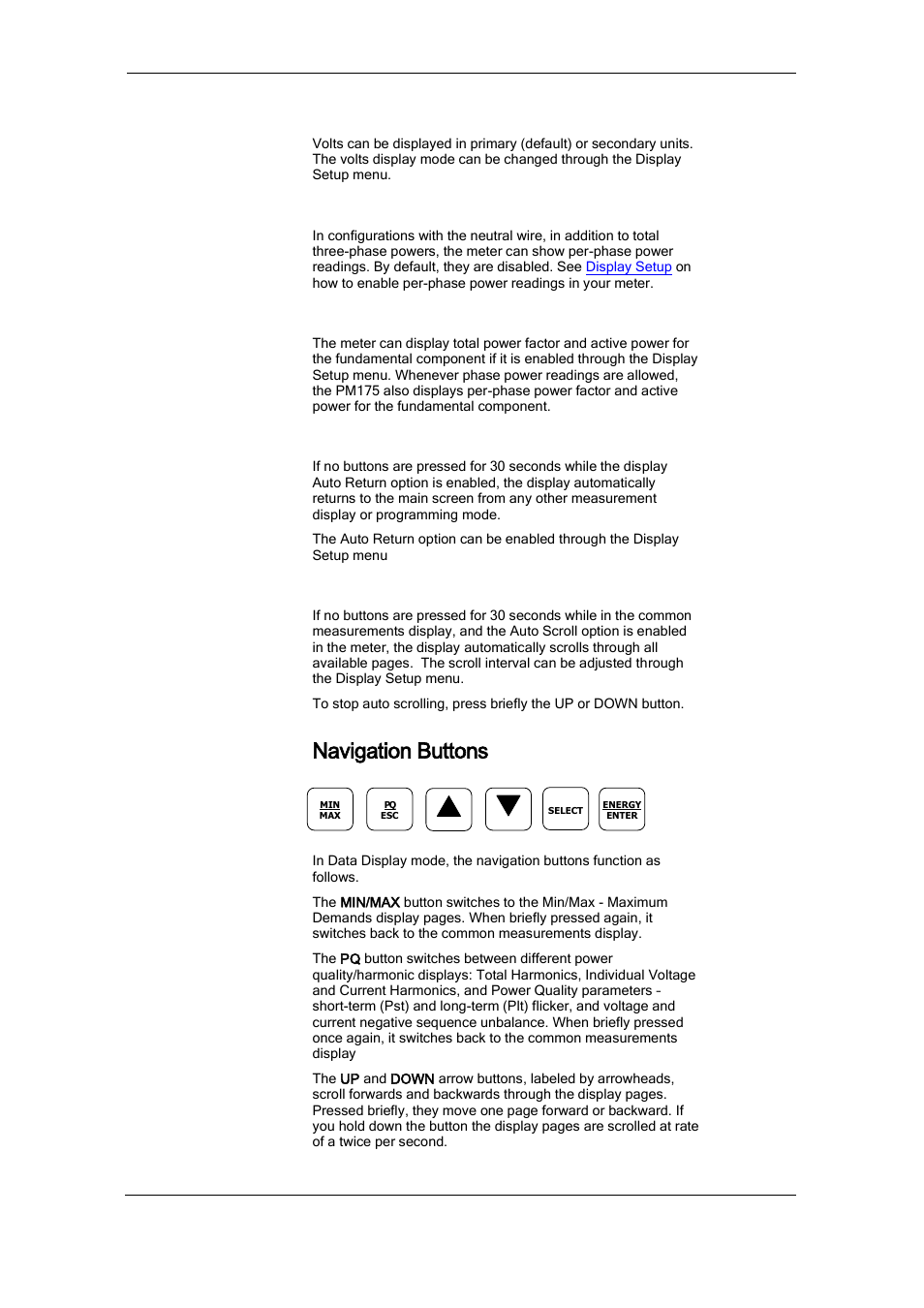 Navigation buttons | SATEC PM175 Manual User Manual | Page 34 / 168