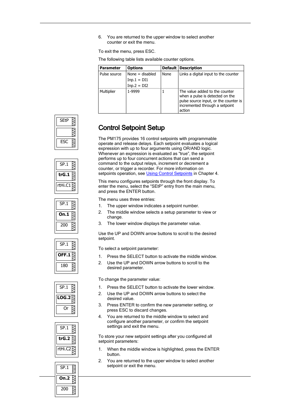Control setpoint setup | SATEC PM175 Manual User Manual | Page 48 / 168