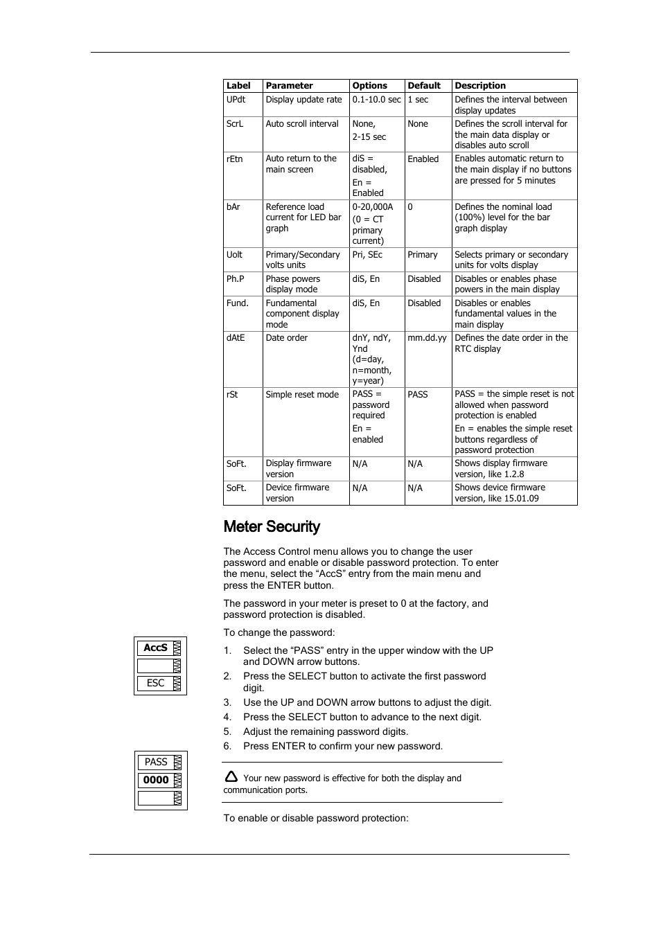 Meter security | SATEC PM175 Manual User Manual | Page 54 / 168