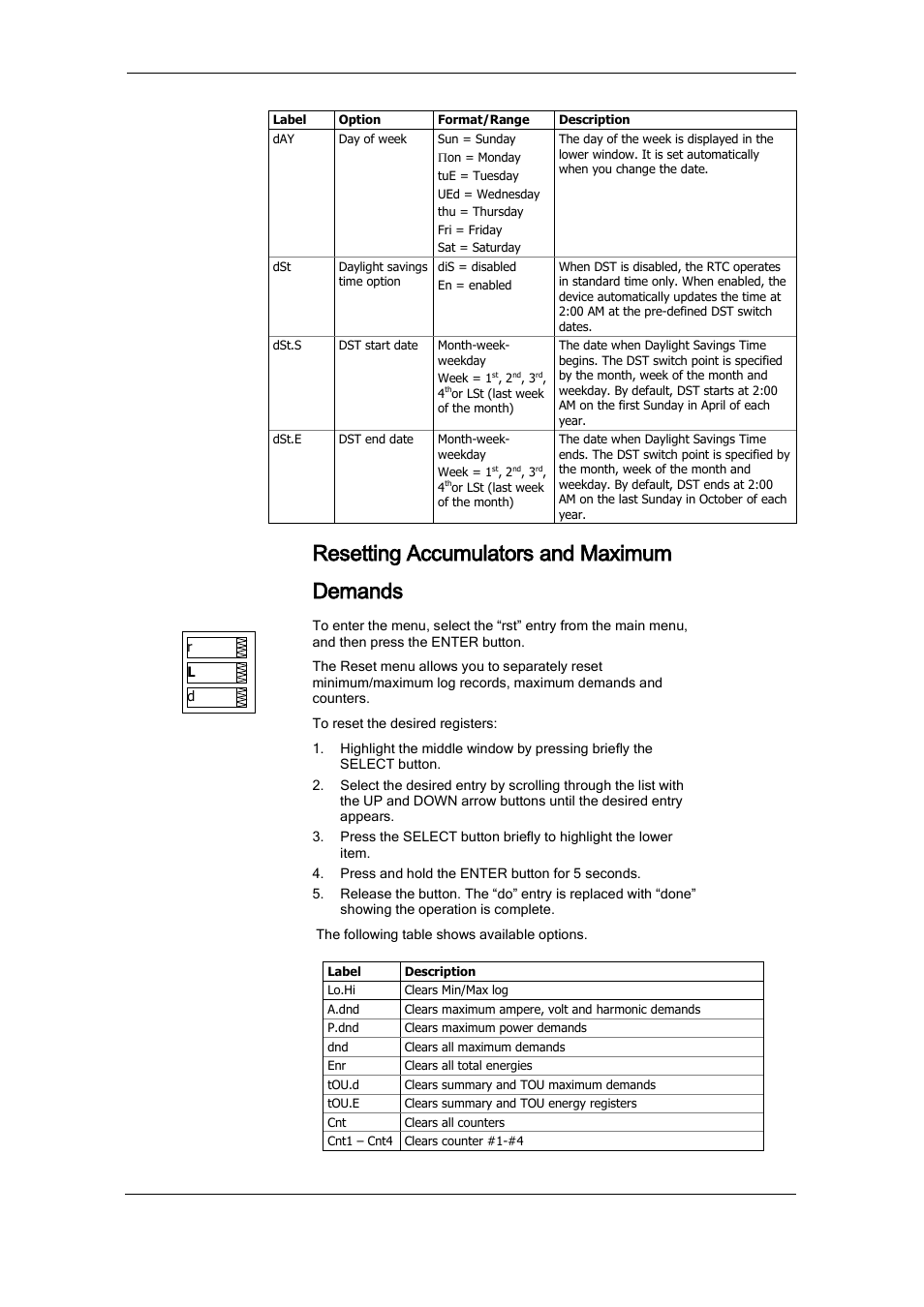 Resetting accumulators and maximum demands | SATEC PM175 Manual User Manual | Page 56 / 168