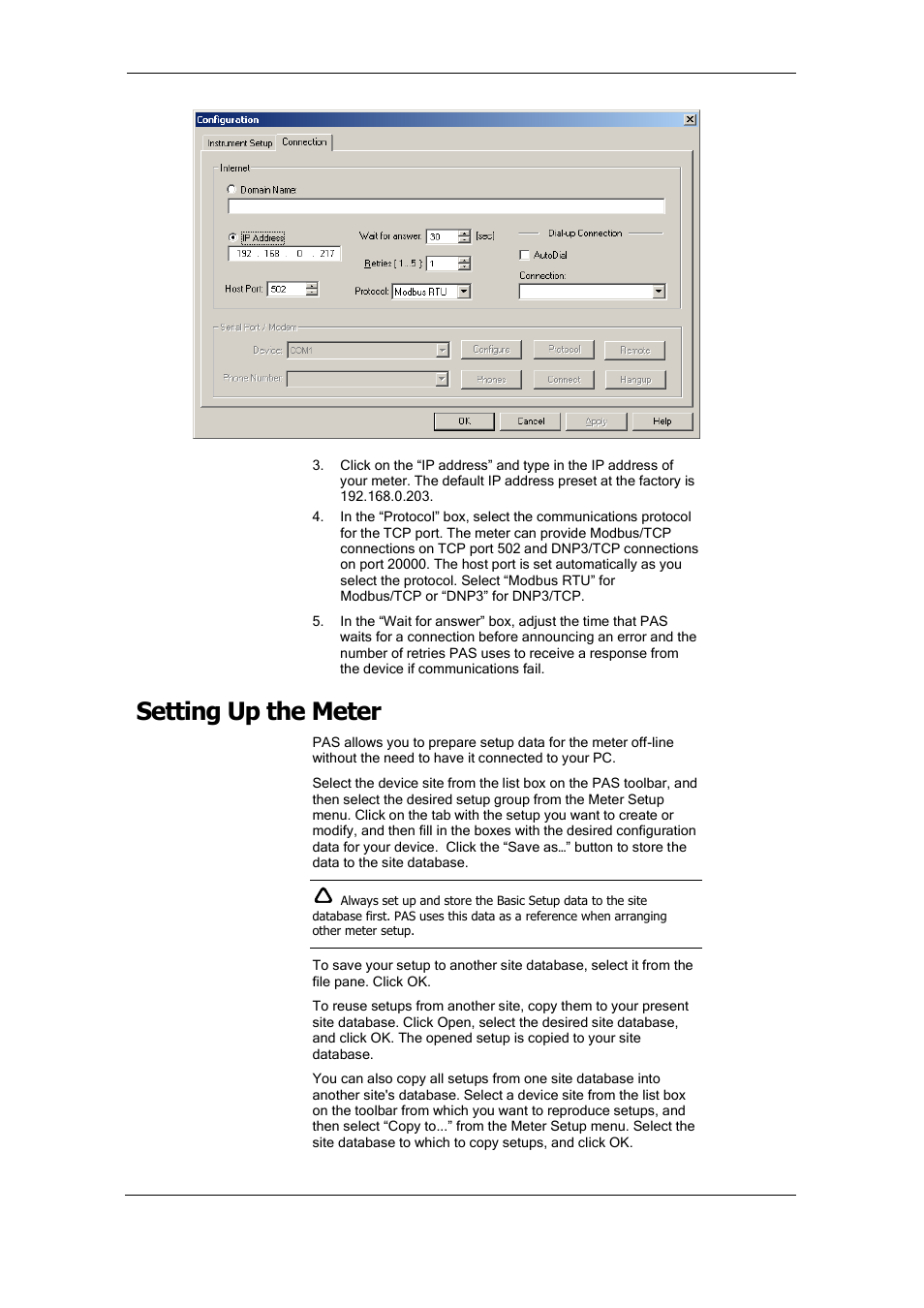 Setting up the meter | SATEC PM175 Manual User Manual | Page 60 / 168