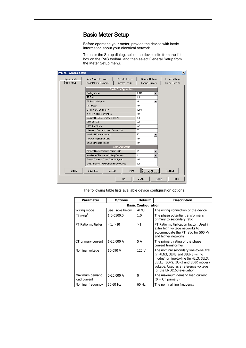 Basic meter setup | SATEC PM175 Manual User Manual | Page 64 / 168