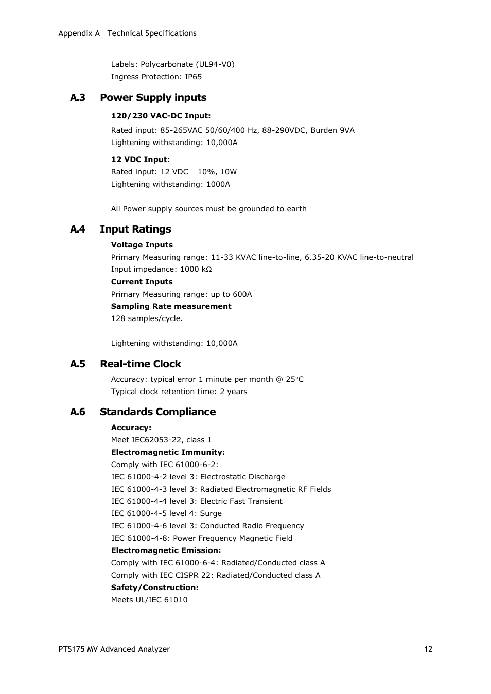 SATEC PTS175 Manual User Manual | Page 12 / 12