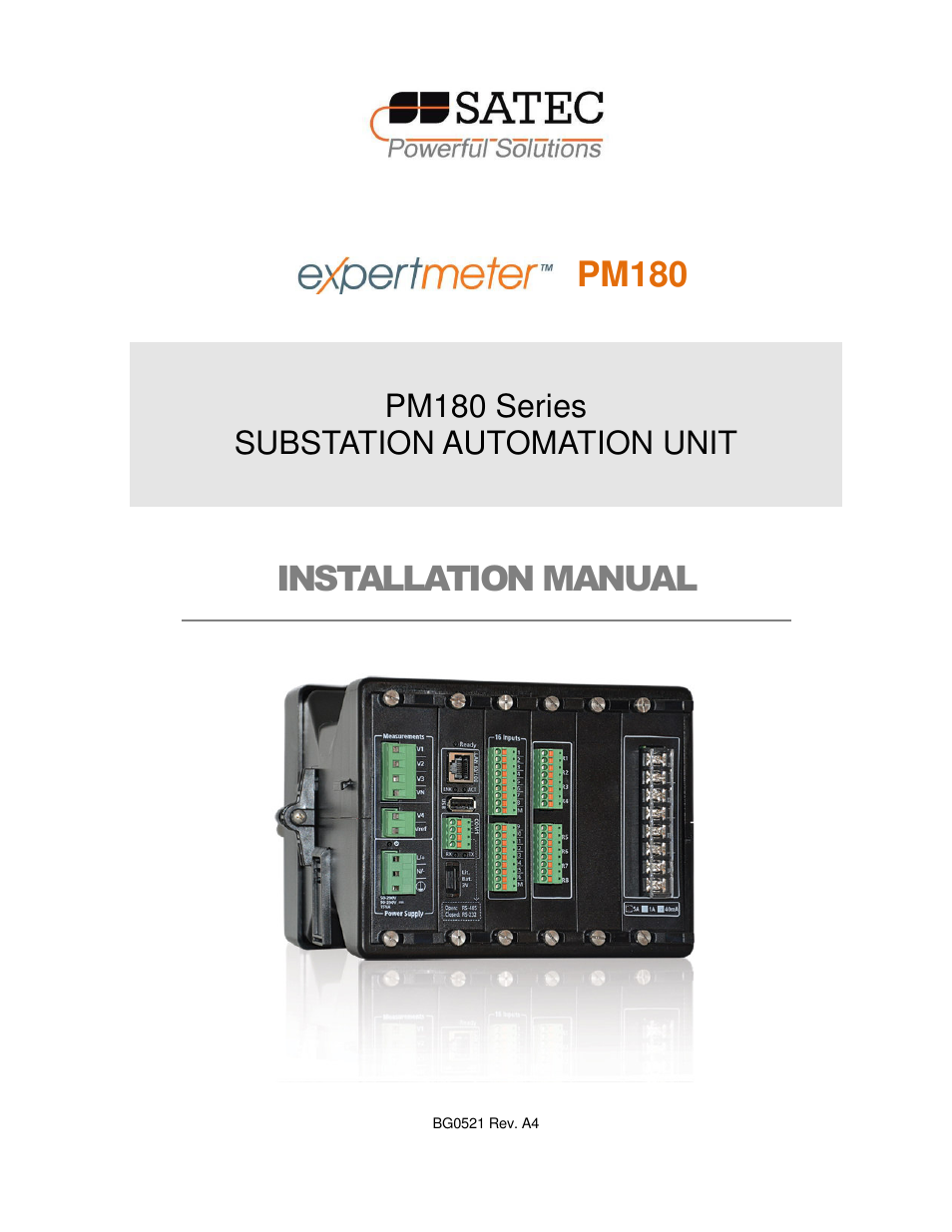 SATEC PM180 Installation Manual User Manual | 33 pages