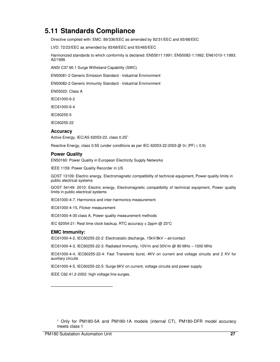 11 standards compliance | SATEC PM180 Installation Manual User Manual | Page 30 / 33