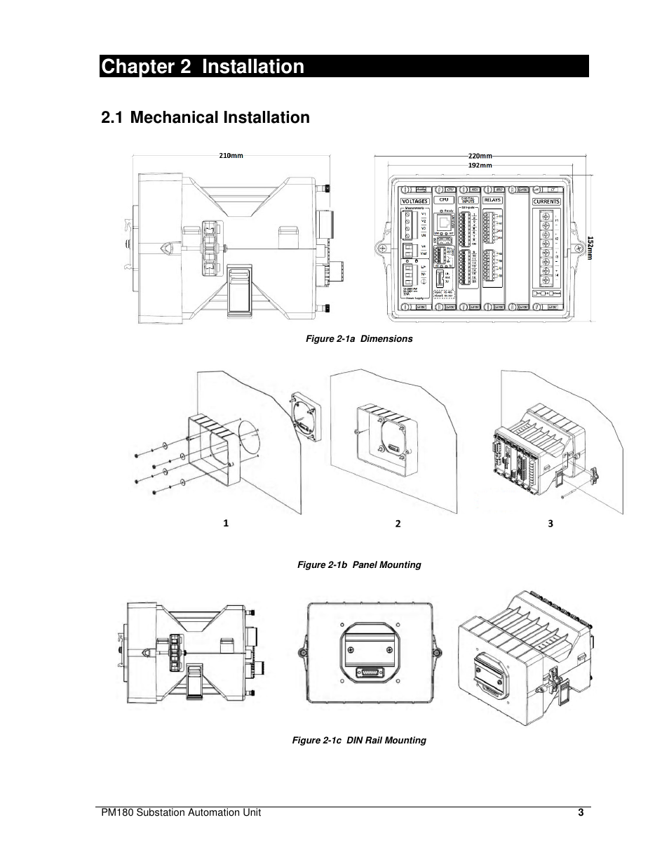 Chapter 2 installation, 1 mechanical installation | SATEC PM180 Installation Manual User Manual | Page 6 / 33