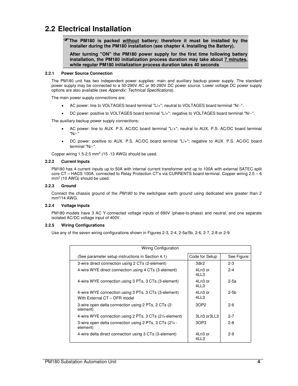 2 electrical installation | SATEC PM180 Installation Manual User Manual | Page 7 / 33
