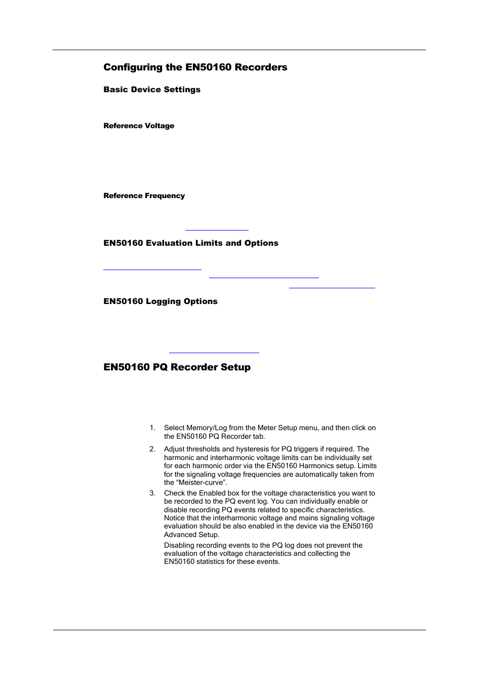 Configuring the en50160 recorders, En50160 pq recorder setup | SATEC PM180 Operation Manual User Manual | Page 102 / 184