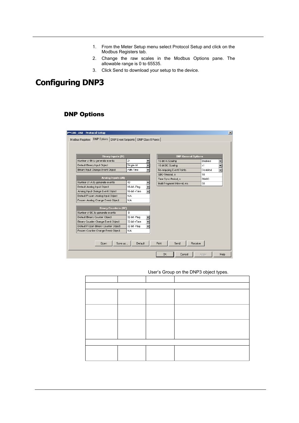 Configuring dnp3, Dnp options | SATEC PM180 Operation Manual User Manual | Page 113 / 184