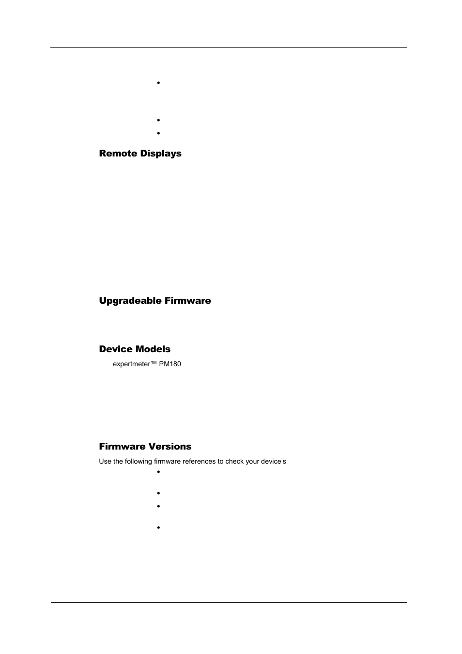 Remote displays, Upgradeable firmware, Device models | Firmware versions | SATEC PM180 Operation Manual User Manual | Page 12 / 184