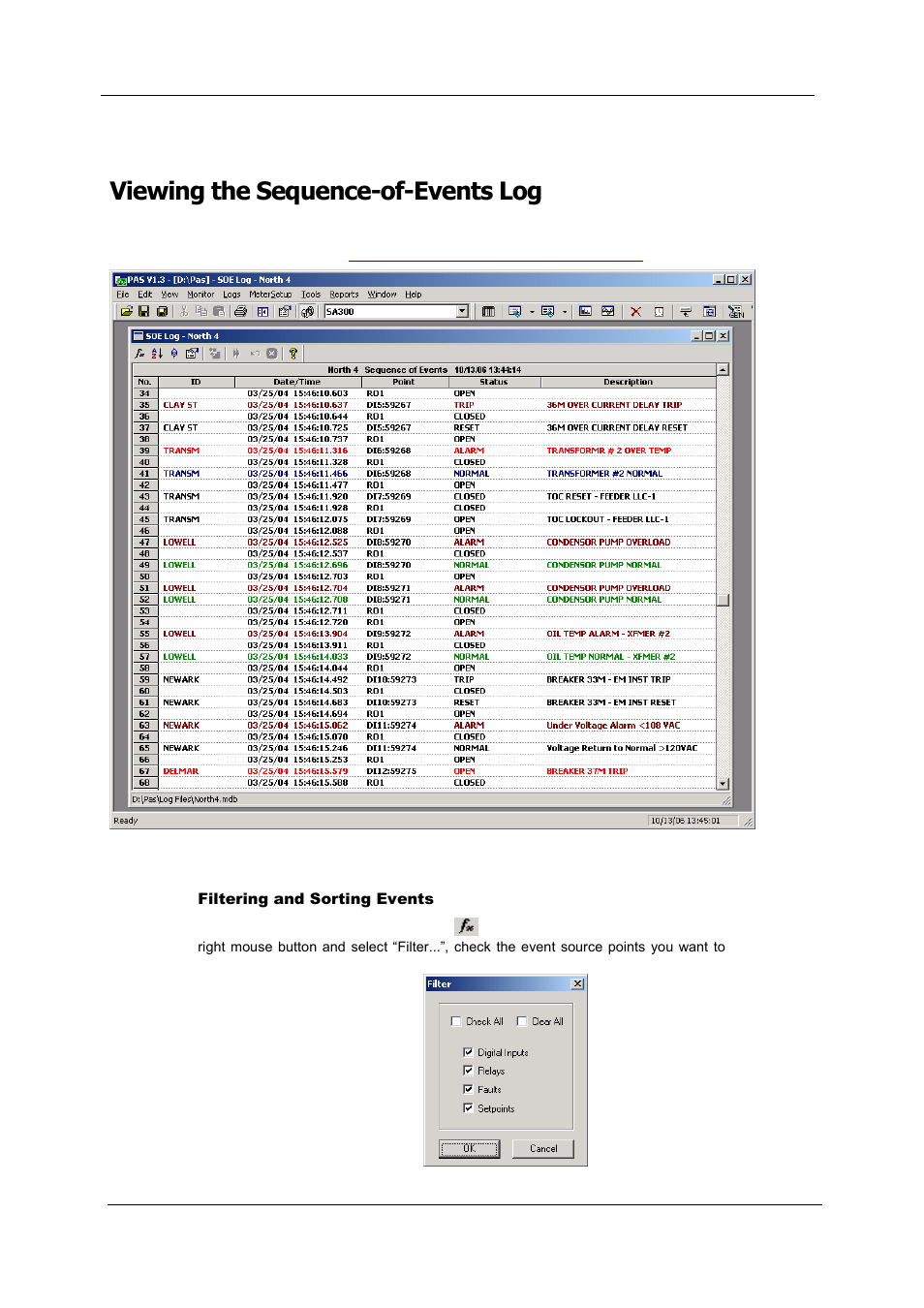 Viewing the sequence-of-events log | SATEC PM180 Operation Manual User Manual | Page 133 / 184