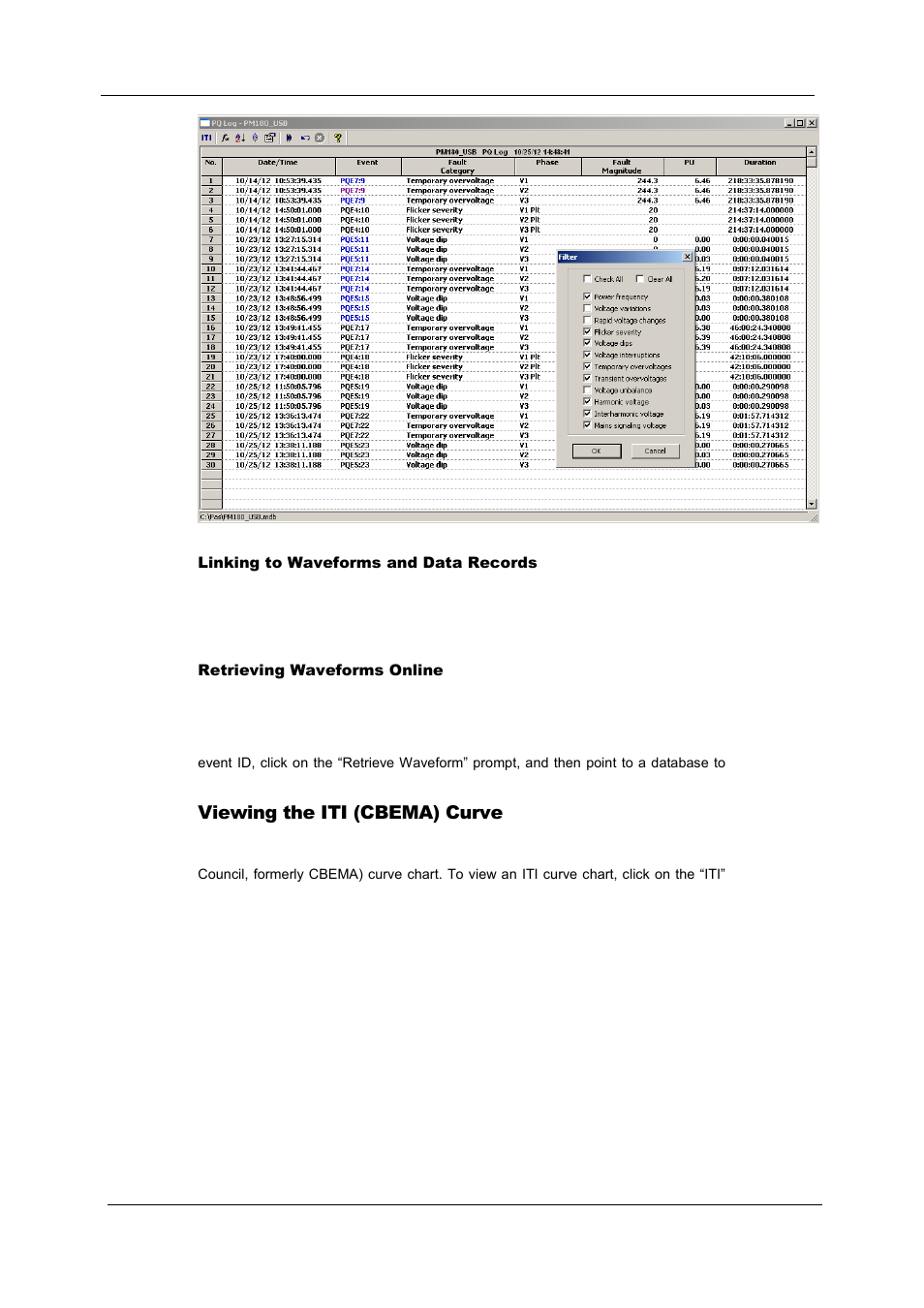 Viewing the iti (cbema) curve | SATEC PM180 Operation Manual User Manual | Page 135 / 184