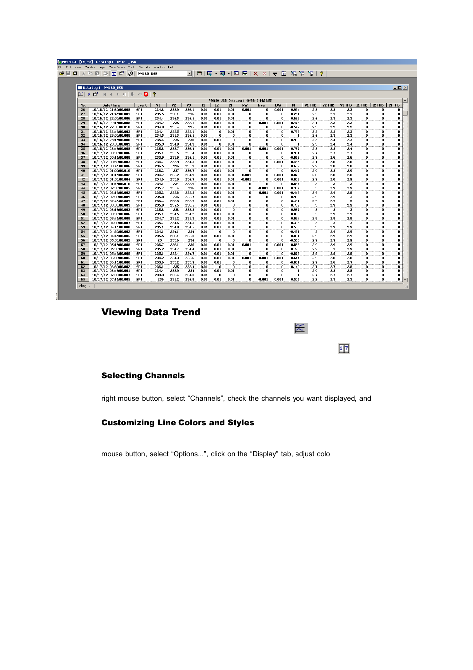 Viewing data trend | SATEC PM180 Operation Manual User Manual | Page 142 / 184