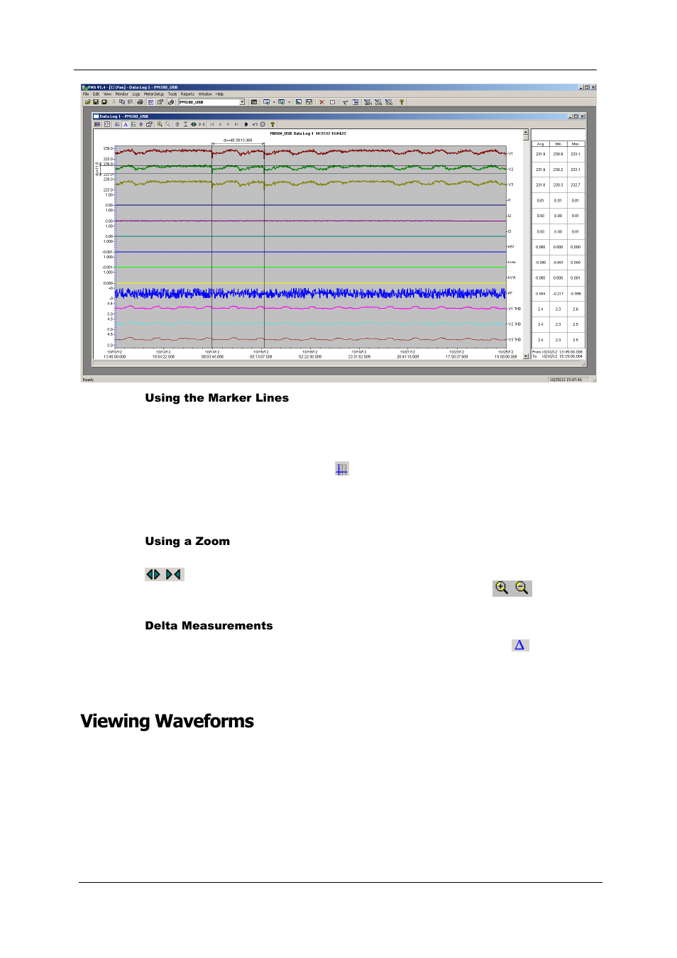 Viewing waveforms | SATEC PM180 Operation Manual User Manual | Page 143 / 184