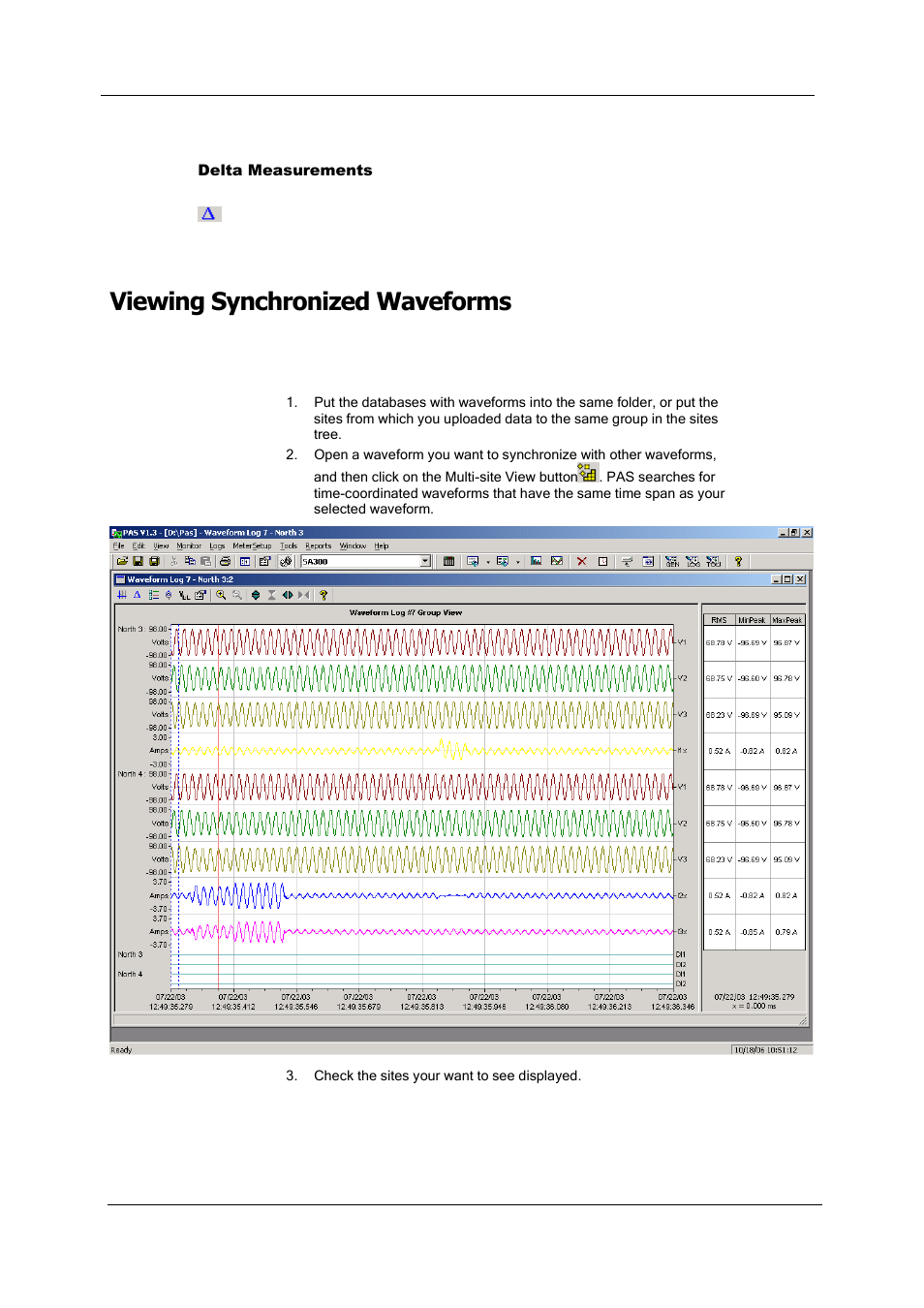 Viewing synchronized waveforms | SATEC PM180 Operation Manual User Manual | Page 151 / 184
