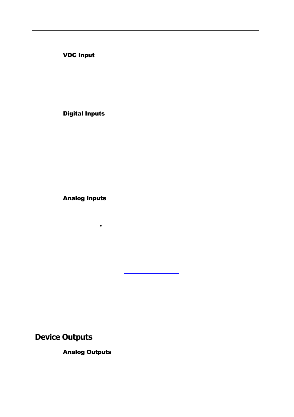 Vdc input, Digital inputs, Analog inputs | Device outputs, Analog outputs | SATEC PM180 Operation Manual User Manual | Page 18 / 184
