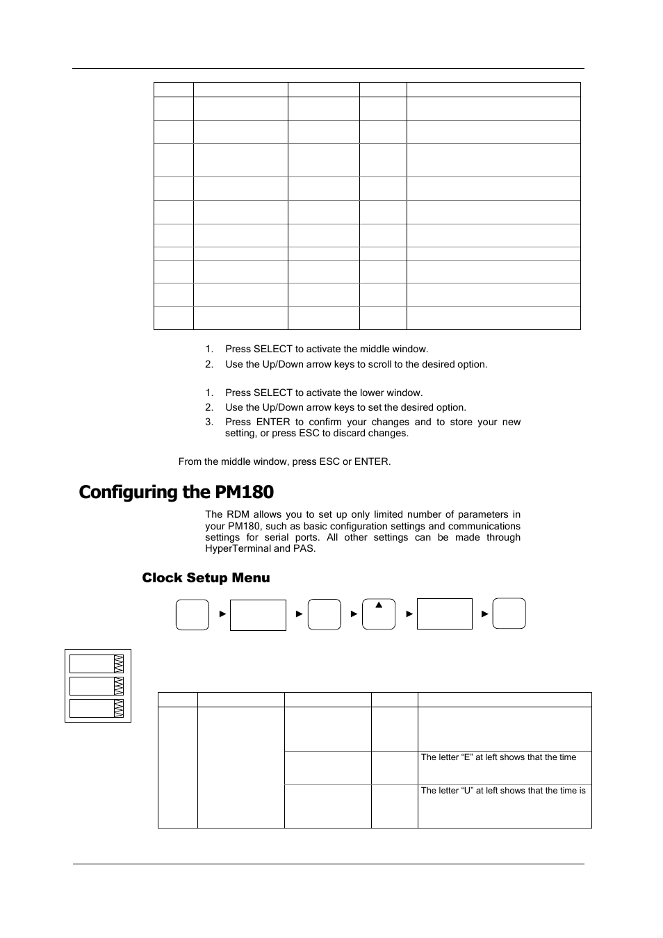 Configuring the pm180, Clock setup menu | SATEC PM180 Operation Manual User Manual | Page 36 / 184