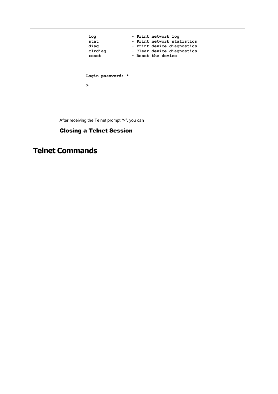 Closing a telnet session, Telnet commands | SATEC PM180 Operation Manual User Manual | Page 50 / 184