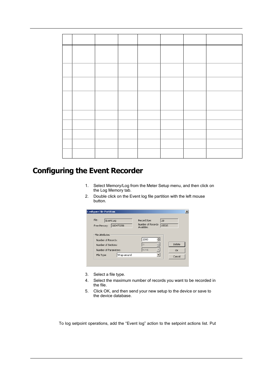 Configuring the event recorder, Configuring data log files, Configuring the | Event recorder | SATEC PM180 Operation Manual User Manual | Page 84 / 184