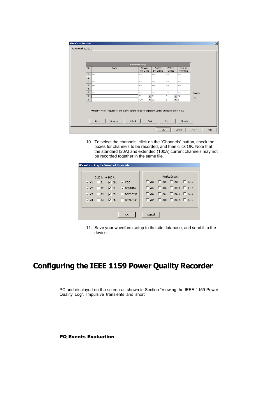 Configuring the ieee 1159 power quality recorder, Configuring the, Power quality recorder | Configuring the power quality recorder | SATEC PM180 Operation Manual User Manual | Page 91 / 184