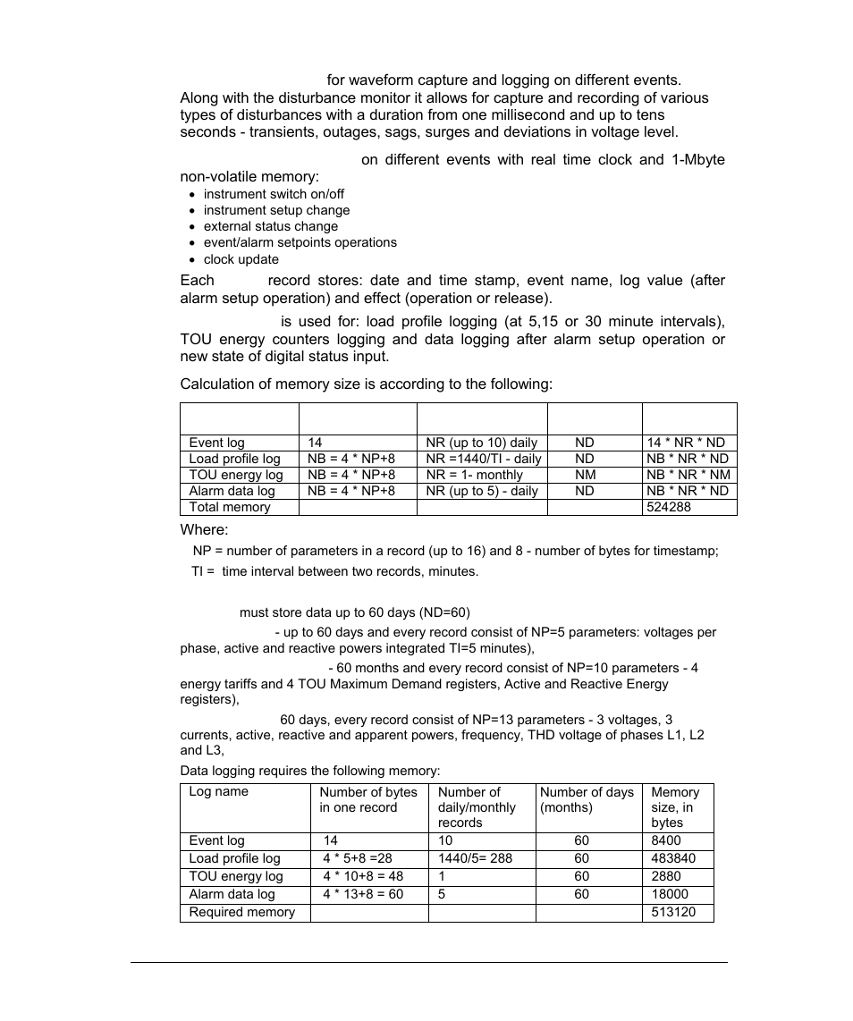 Number of daily/ monthly records, Number of daily/monthly records | SATEC PM296 User Manual | Page 11 / 77