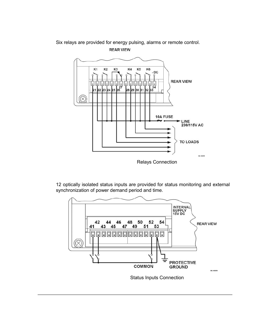 Relays, Status inputs, 5 relays | 6 status inputs | SATEC PM296 User Manual | Page 24 / 77