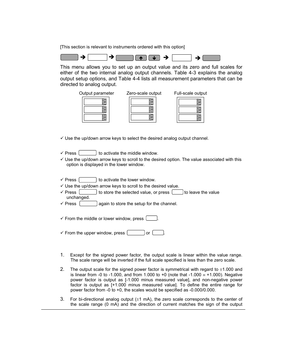 Analog output setup menu, 5 analog output setup menu | SATEC PM296 User Manual | Page 35 / 77