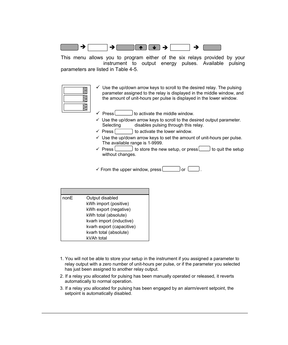 Pulsing output setup menu, Chapter 1 introduction, 7 pulsing output setup menu | SATEC PM296 User Manual | Page 39 / 77