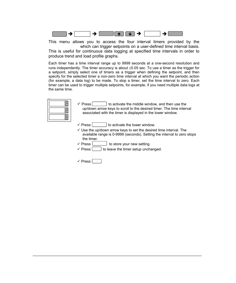 Timers setup menu, 8 timers setup menu | SATEC PM296 User Manual | Page 40 / 77