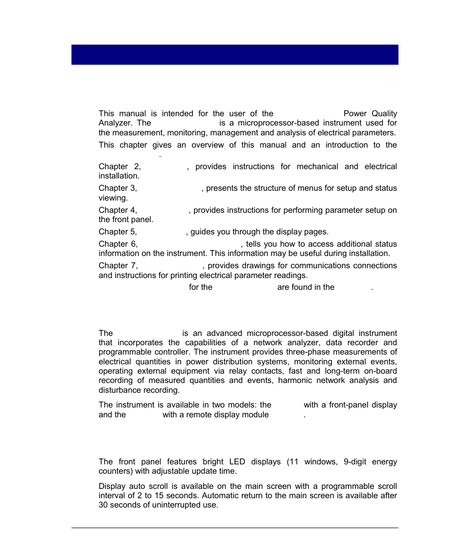 About this manual, About the pm296/rpm096, Chapter 1 introduction | 1 about this manual | SATEC PM296 User Manual | Page 9 / 77