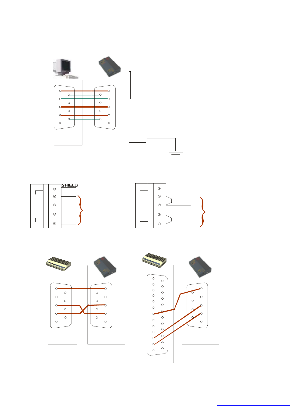 4 wiring converter to pc, Converter to powermeter, Converter to modem | SATEC RSC232 User Manual | Page 8 / 10