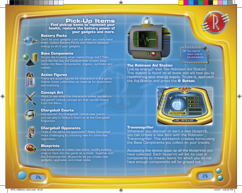Pick-up items | Disney Interactive Studios Meet the Robinsons for Xbox 360 User Manual | Page 13 / 14
