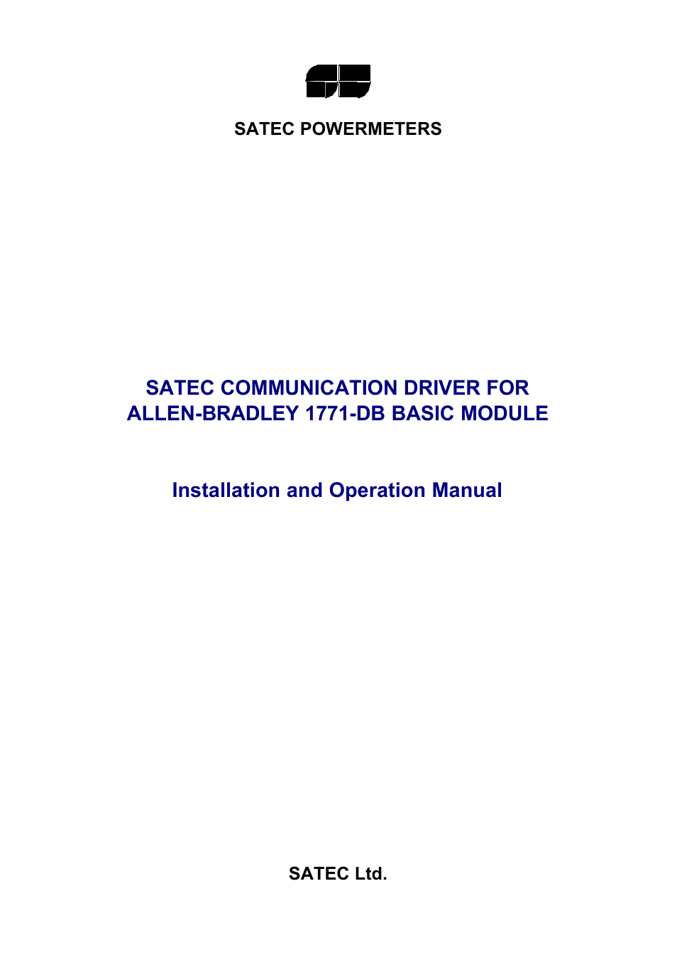 SATEC 1771DB User Manual | 17 pages