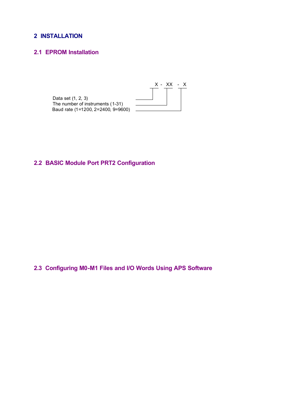 2 installation, 1 eprom installation, 2 basic module port prt2 configuration | SATEC SLC500 User Manual | Page 5 / 24