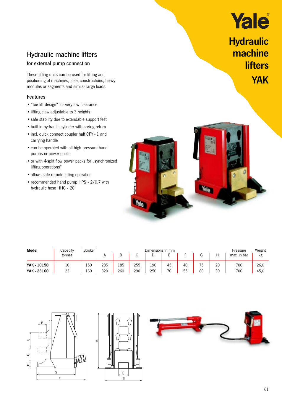 Hydraulic machine lifters yak, Hydraulic machine lifters | Scan Tech AJH Aluminium jacks User Manual | Page 5 / 5