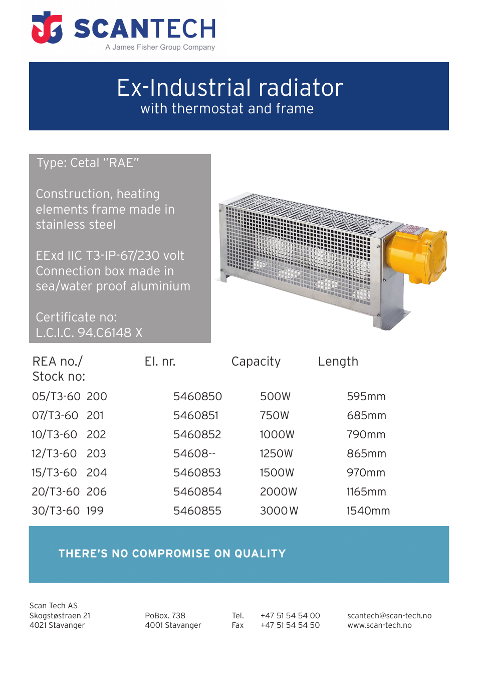 Scan Tech Ex-Industrial radiator with thermostat and frame User Manual | 1 page