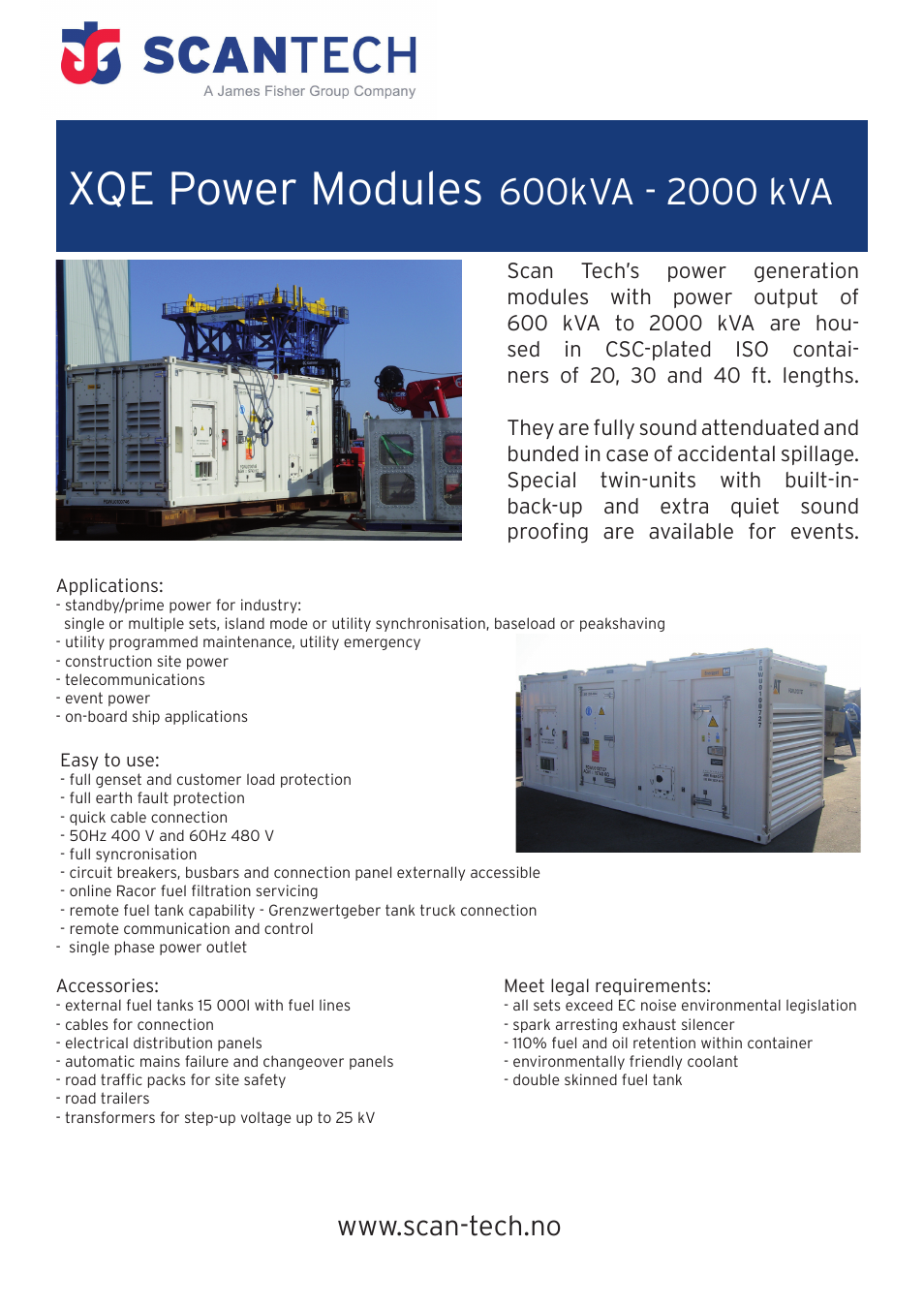 Scan Tech XQE Power Generator User Manual | 2 pages