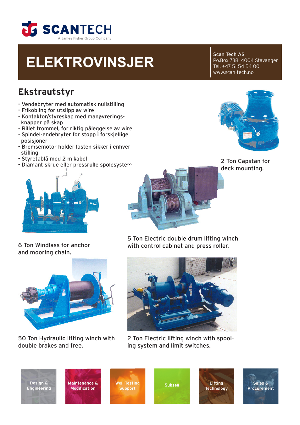 Kompressor 50m, 10bar, 10 barg | Elektrovinsjer, Tekniske spesifikasjoner for kompressor st 50, Ekstrautstyr | Scan Tech Elektrovinsjer User Manual | Page 2 / 2