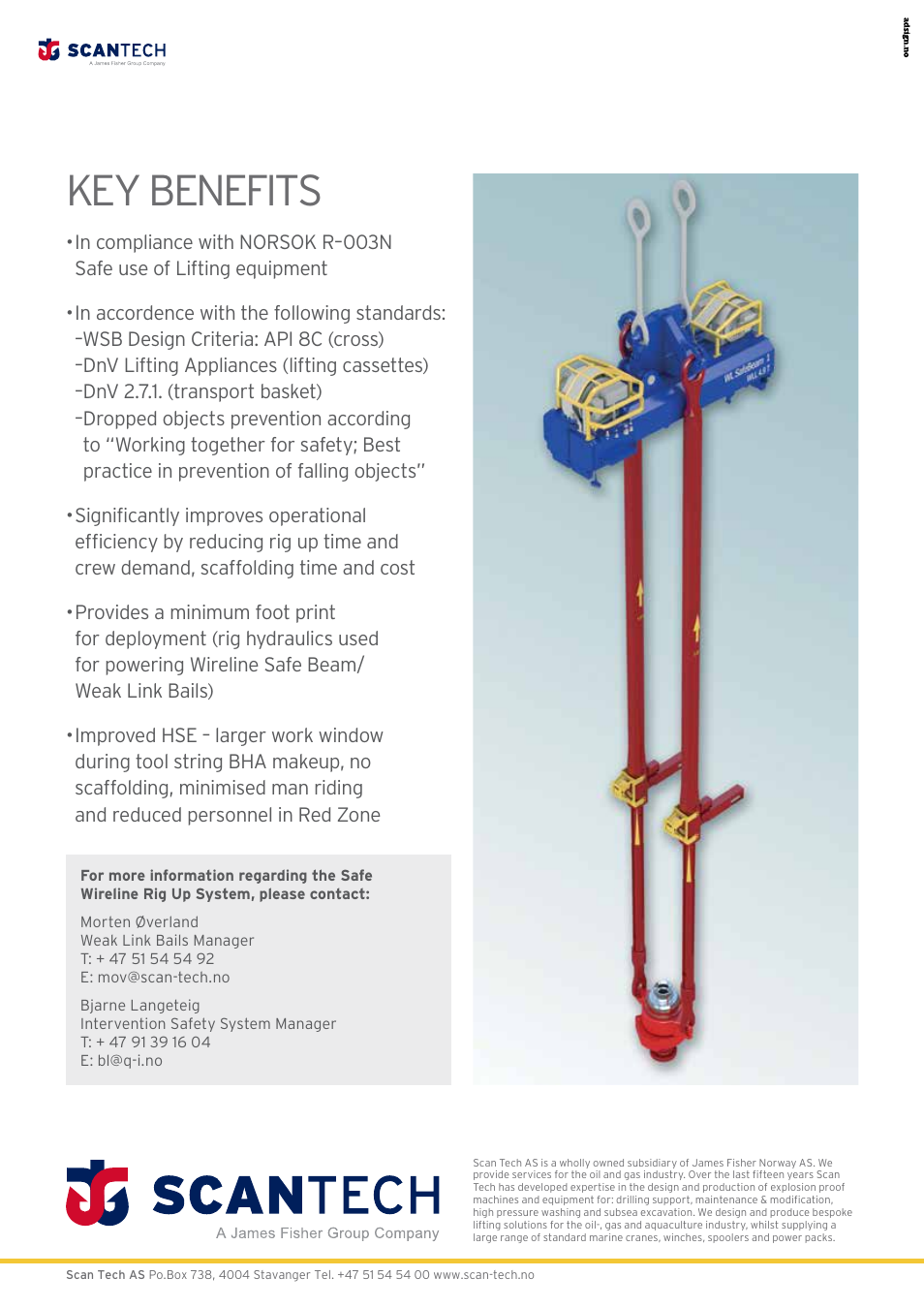 Key benefits | Scan Tech SAFE WIRELINE RIG UP SYSTEM User Manual | Page 4 / 4