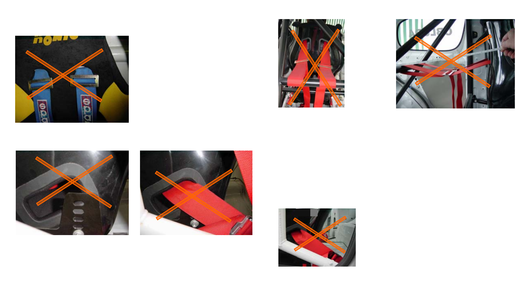 Examples of improper installation | Schroth Racing All models - Competition Instructions User Manual | Page 61 / 65