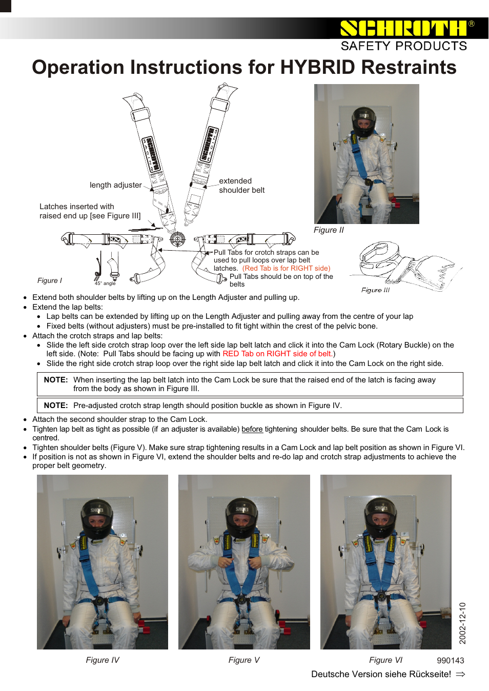Schroth Racing HYBRID Restraints User Manual | 1 page