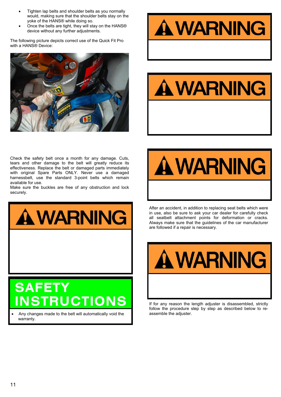 Care and maintenance, 1 inspection, Article ii. 2 accident | Schroth Racing QuickFit And QuickFit Pro Subaru WRX/STi (2002-2006) User Manual | Page 11 / 12