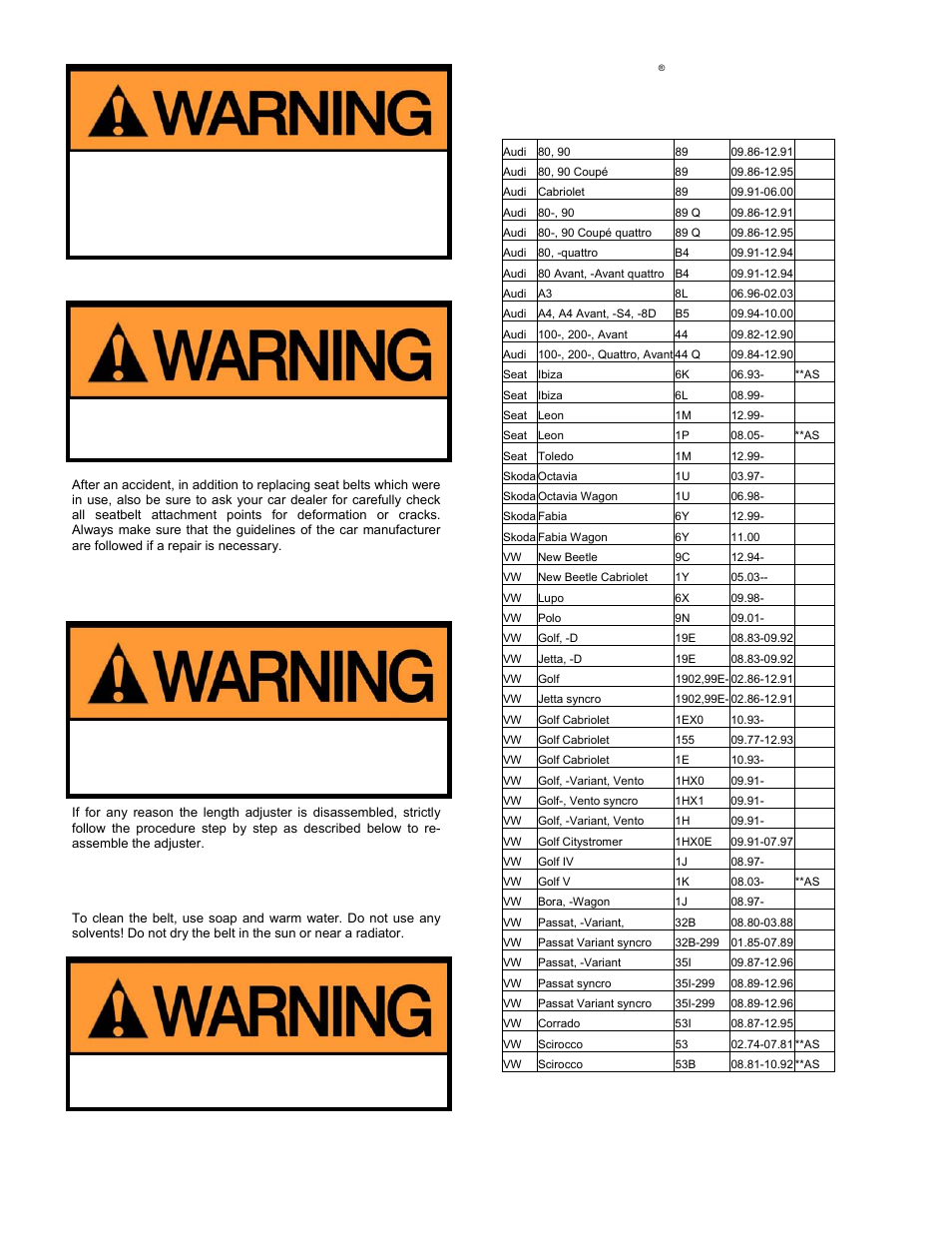 Schroth Racing QuickFit And QuickFit Pro VW/Audi/Seat/Skoda (VW-A-S-S) User Manual | Page 11 / 12