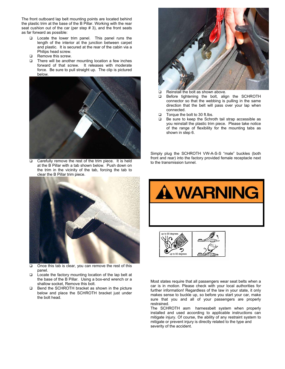 Operating instructions | Schroth Racing QuickFit And QuickFit Pro VW/Audi/Seat/Skoda (VW-A-S-S) User Manual | Page 6 / 12