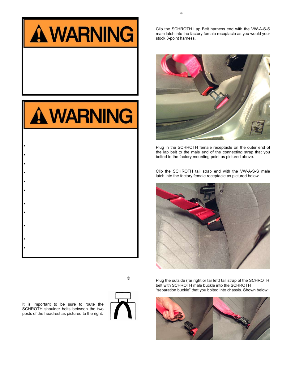 Harnessbelts | Schroth Racing QuickFit And QuickFit Pro VW/Audi/Seat/Skoda (VW-A-S-S) User Manual | Page 7 / 12