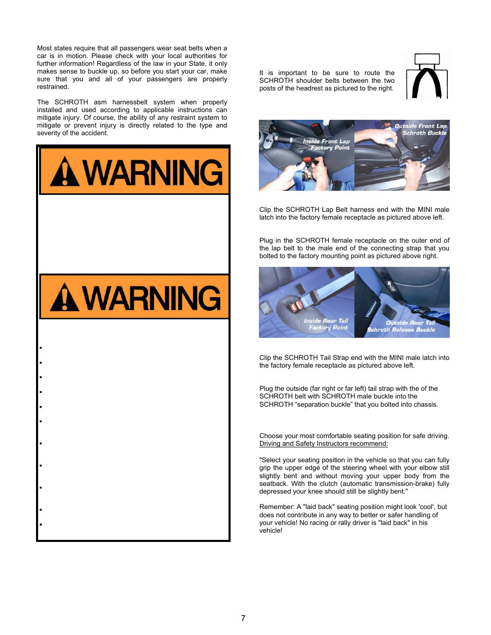 Operating instructions | Schroth Racing QuickFit And QuickFit Pro BMW MINI (2001-2006) User Manual | Page 7 / 12